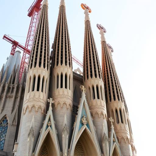 Vista exterior de la Sagrada Familia de Barcelona con sus impresionantes torres.